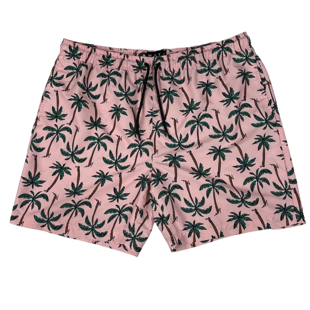 WXYZ Pink Palm Tree Shorts‎ Men's XL Drawstring Casual Summer